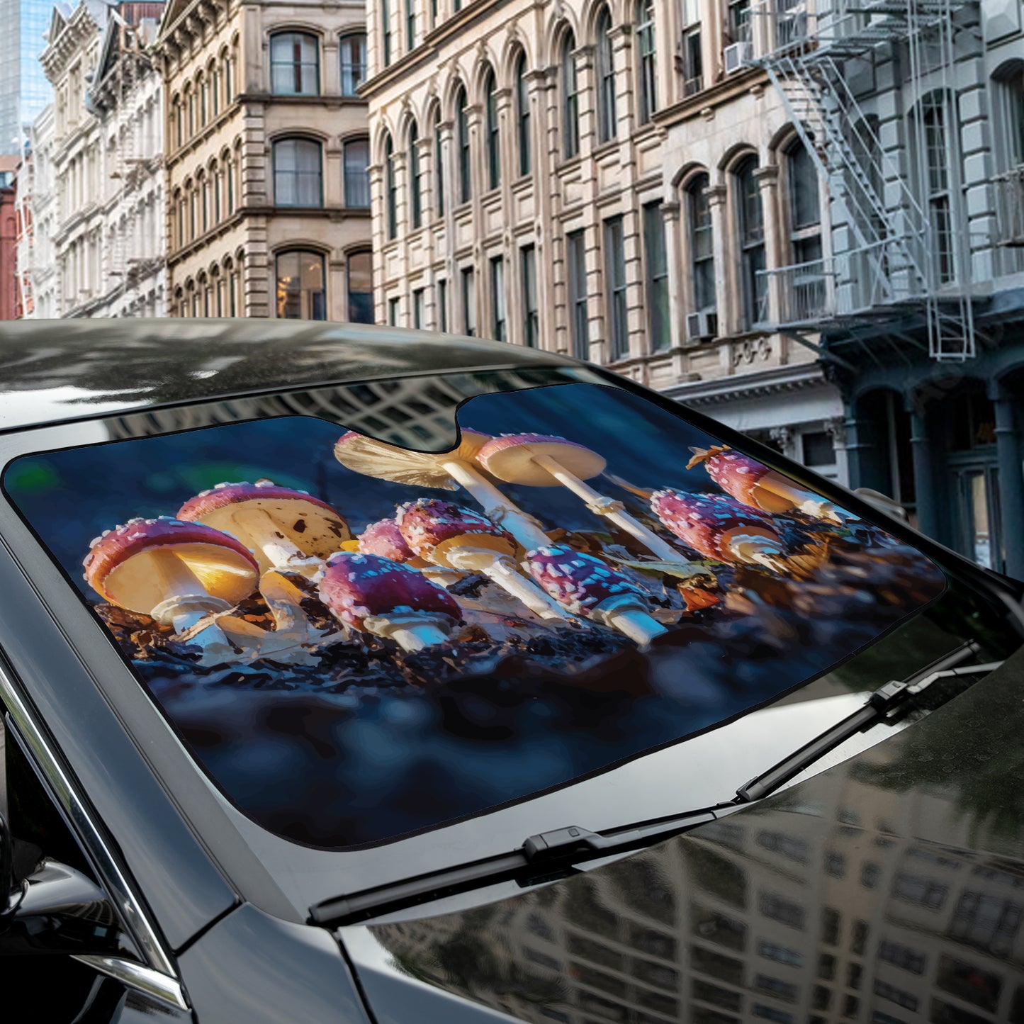 Mushroom Patch Car Windshield Cover Sun Shade