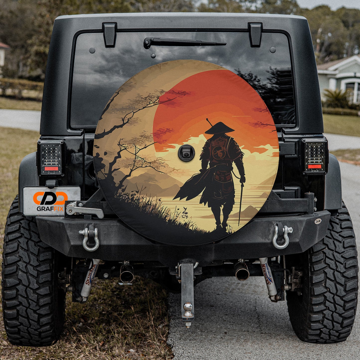 a jeep with a picture of a cowboy on it