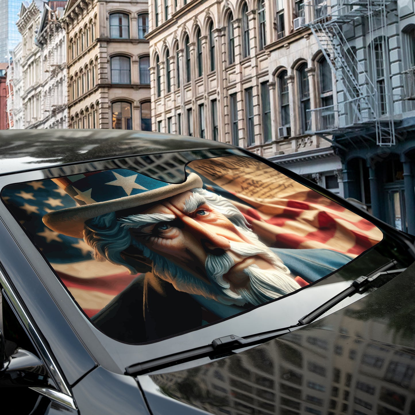 a car with a sticker of a political figure on it