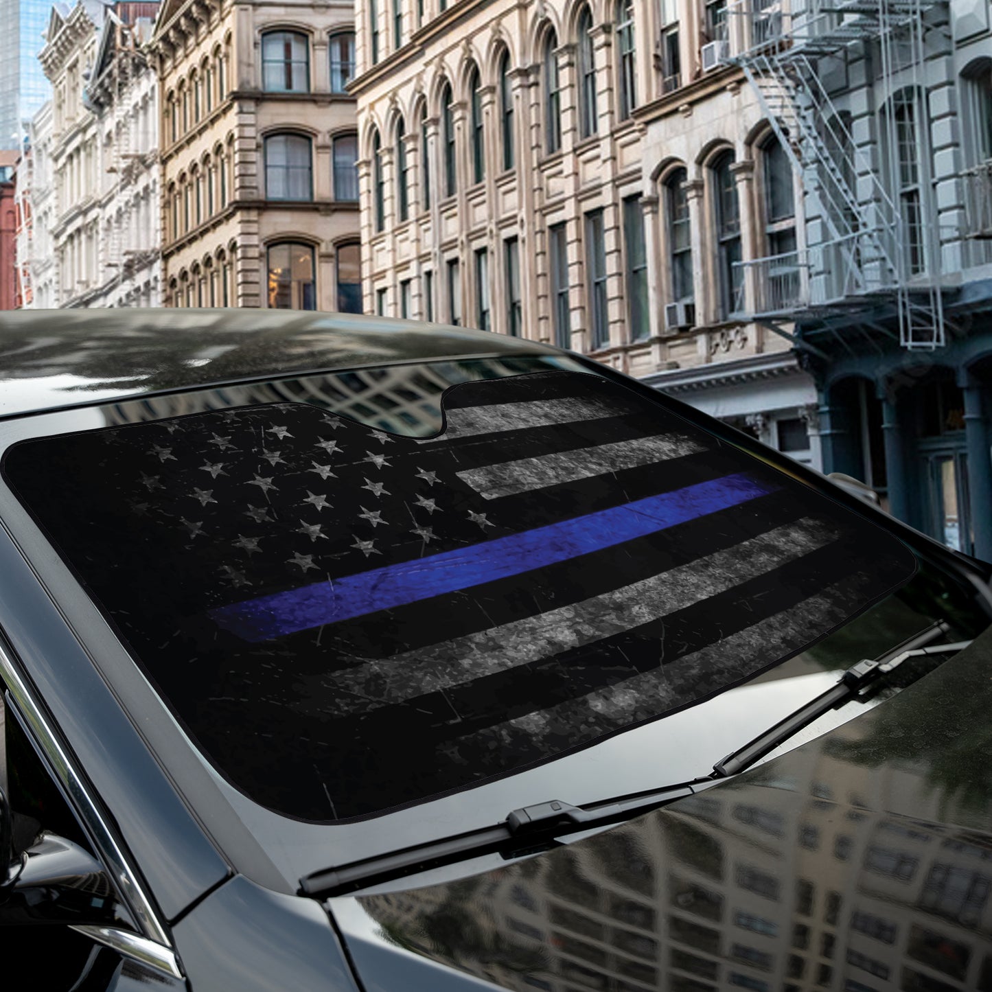 a police car with a thin blue line on it