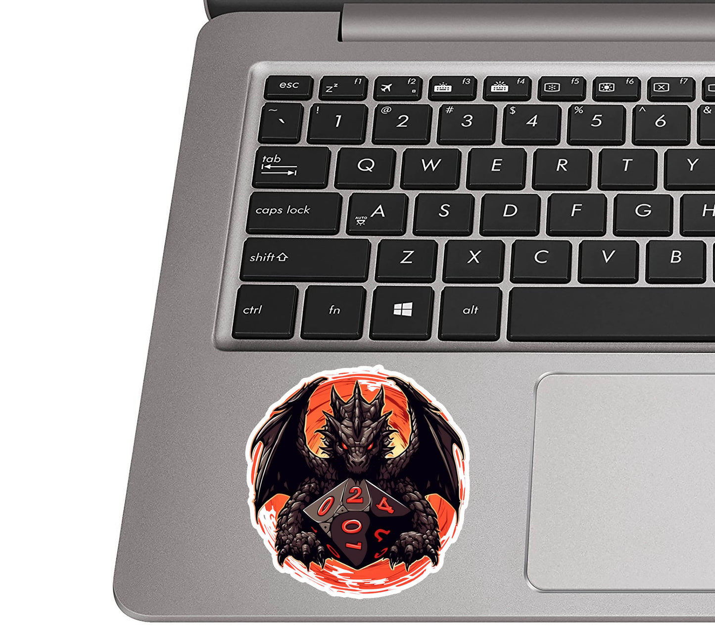 DnD Multi Sided Dice With Dragon On Top Vinyl Sticker