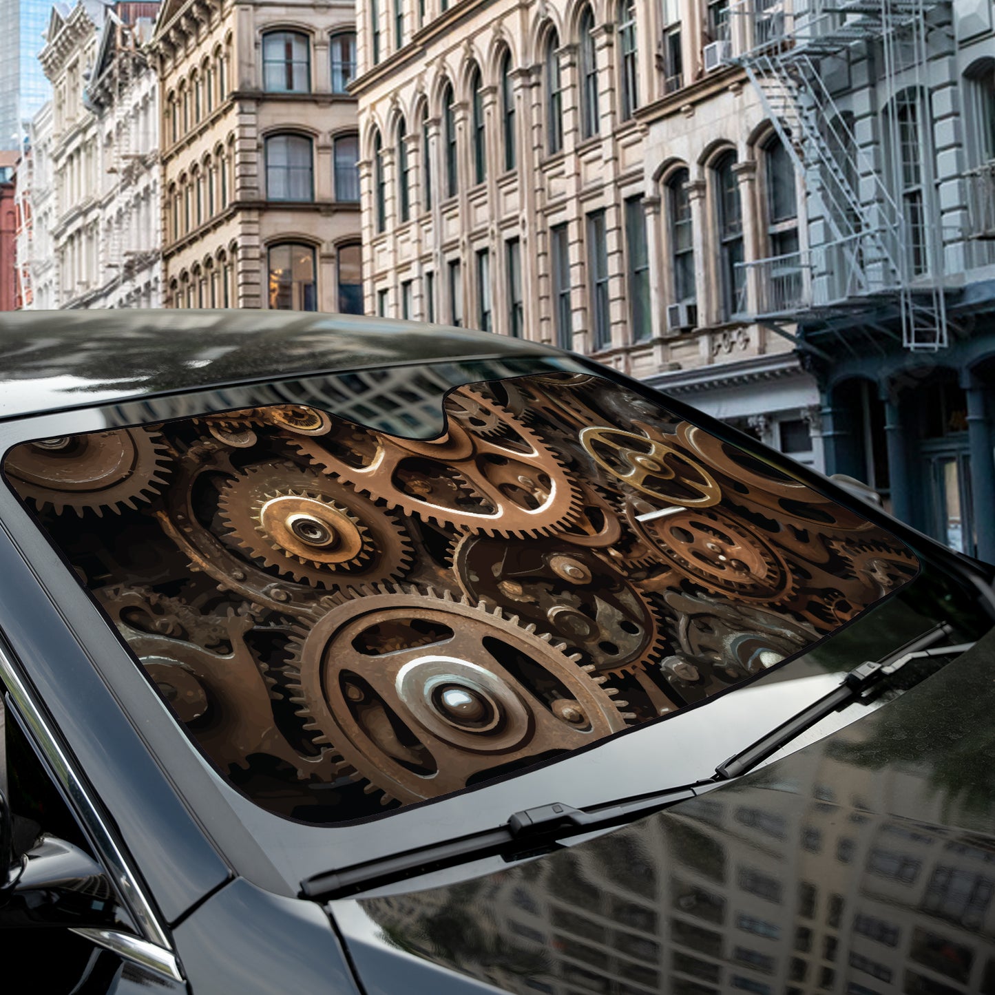 a car parked on the side of a street