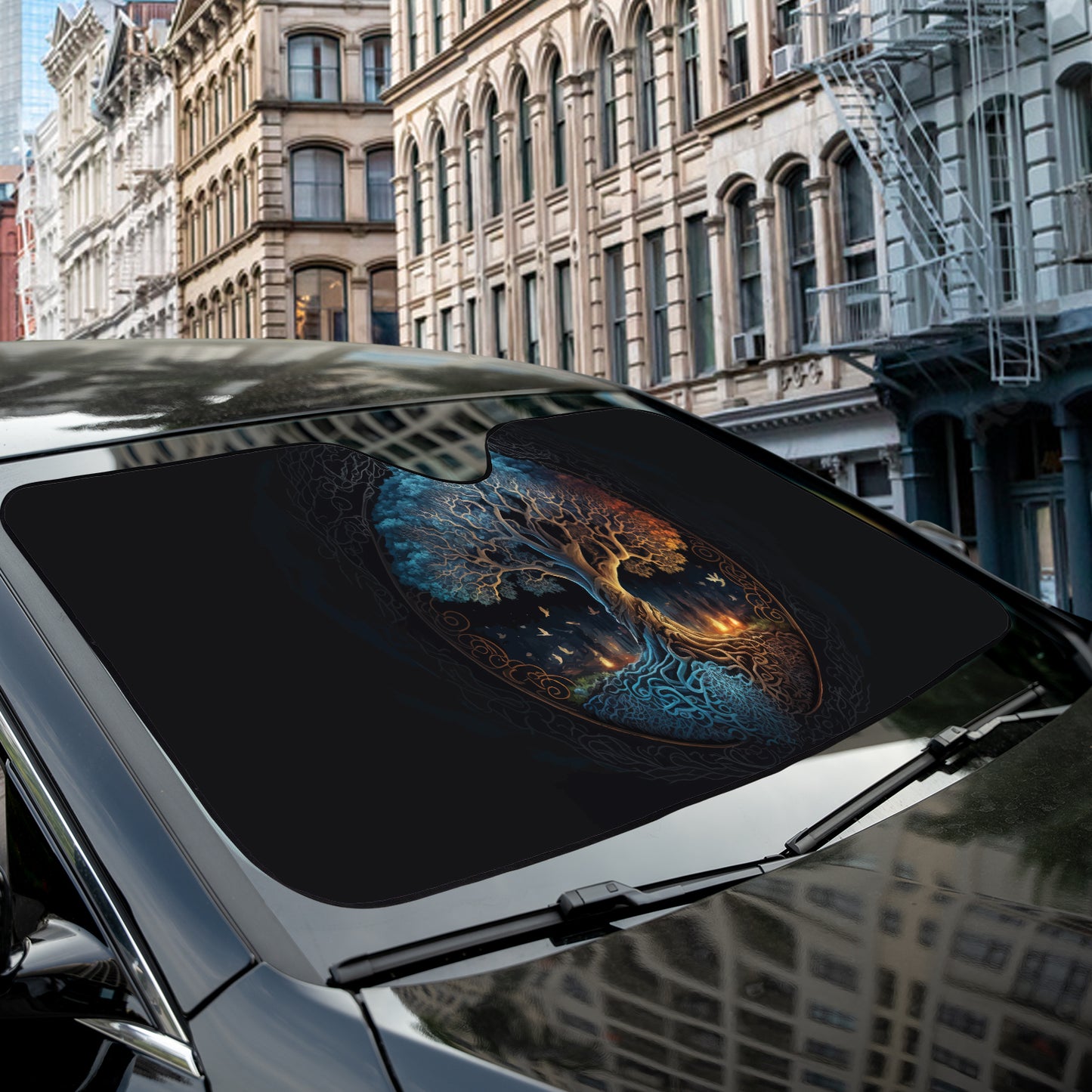 a car with a sticker on it with a picture of a woman