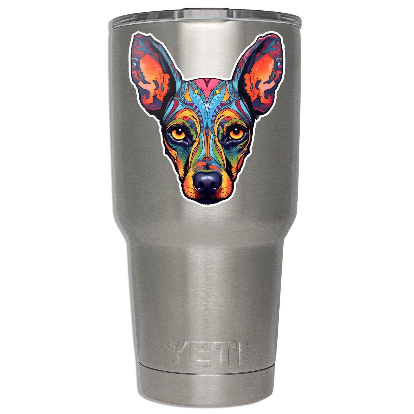 Doberman Pinscher Colorful Sugar Skull Waterproof Vinyl Sticker Unique Design for Laptops Cars Water Bottles Durable Gift