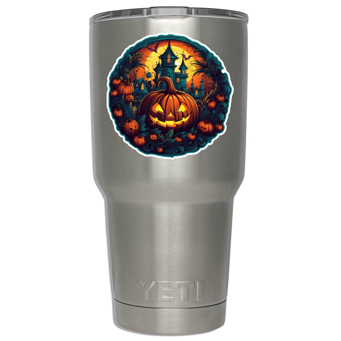 Haunted House Pumpkin Patch Halloween Vinyl Sticker Jack O Lantern Spooky Collectible Decal for Laptop Water Bottle or Car
