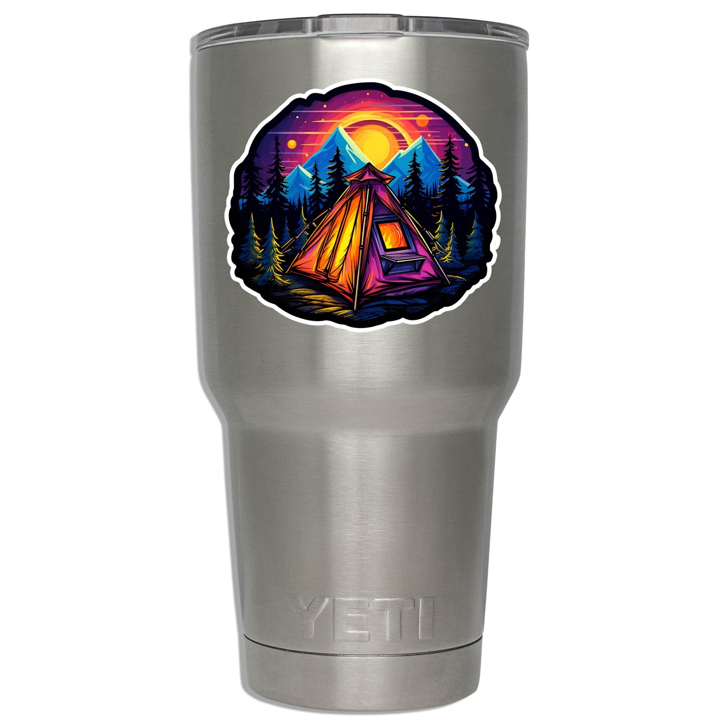 Twin Peaks Sunset Camping Vinyl Sticker Scenic RV Adventure Decal for Water Bottle Laptop Car Cooler Journal Nature Collectible Gift