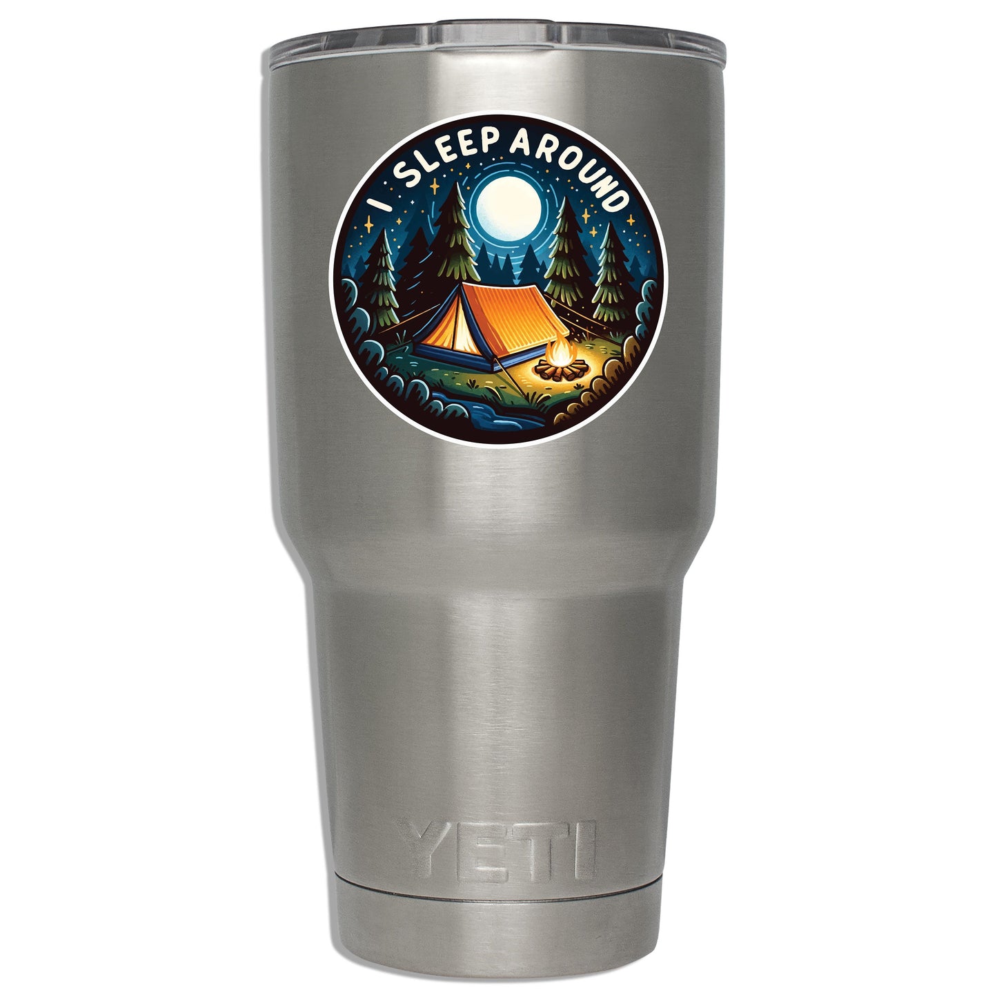 I Sleep Around Camp Site Vinyl Sticker, Camping Sticker, Outdoor Adventure Decal