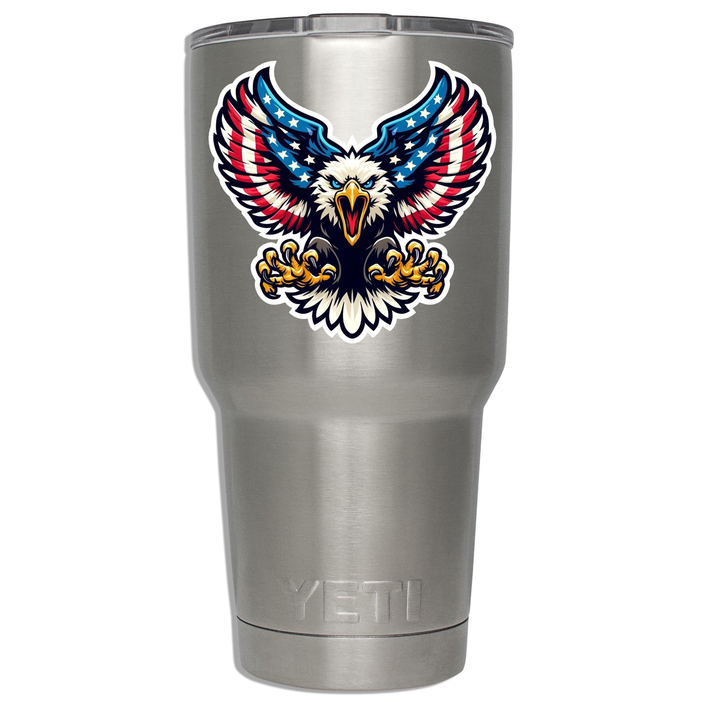 Screaming Red White & Blue Patriotic Bald Eagle Vinyl Sticker