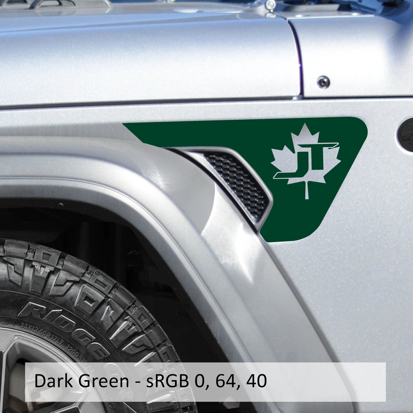 JT Canadian Maple Leaf Fender Vent Vinyl Transfer Decal - Fits Jeep Wrangler JL/Jeep Gladiator JT 2018+