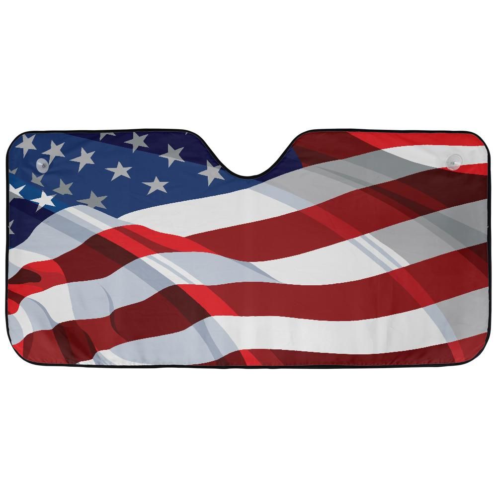 Wavey American Flag Car Windshield Cover Sun Shade