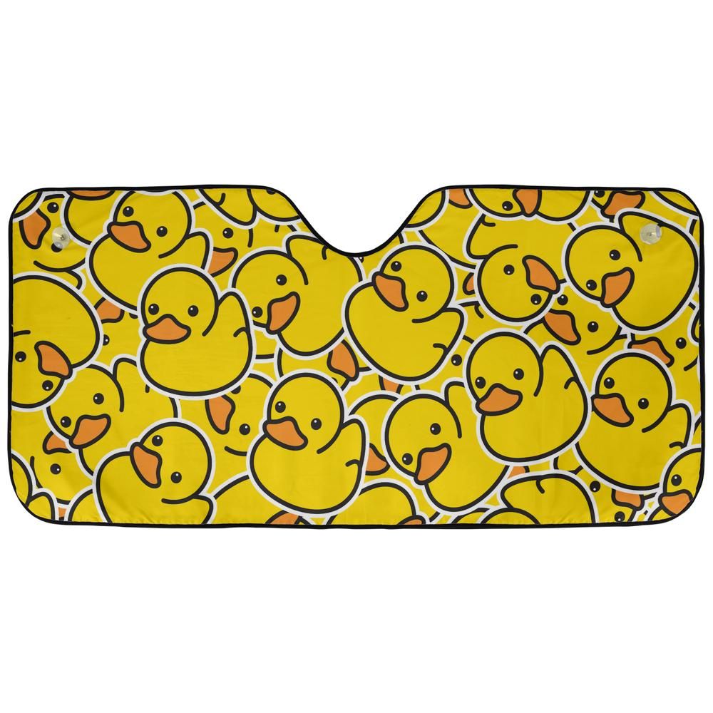Yellow Rubber Ducky Accordion Style Universal Auto Sunshade for Front Windshield