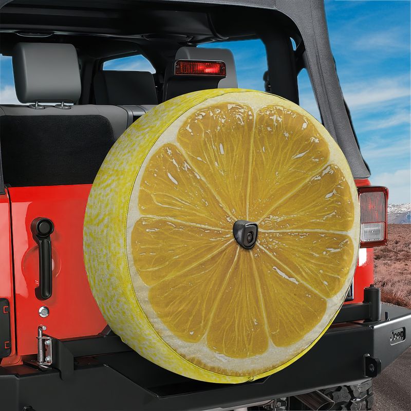 Lemon Fruit Spare Tire Cover With Backup Camera Hole Option