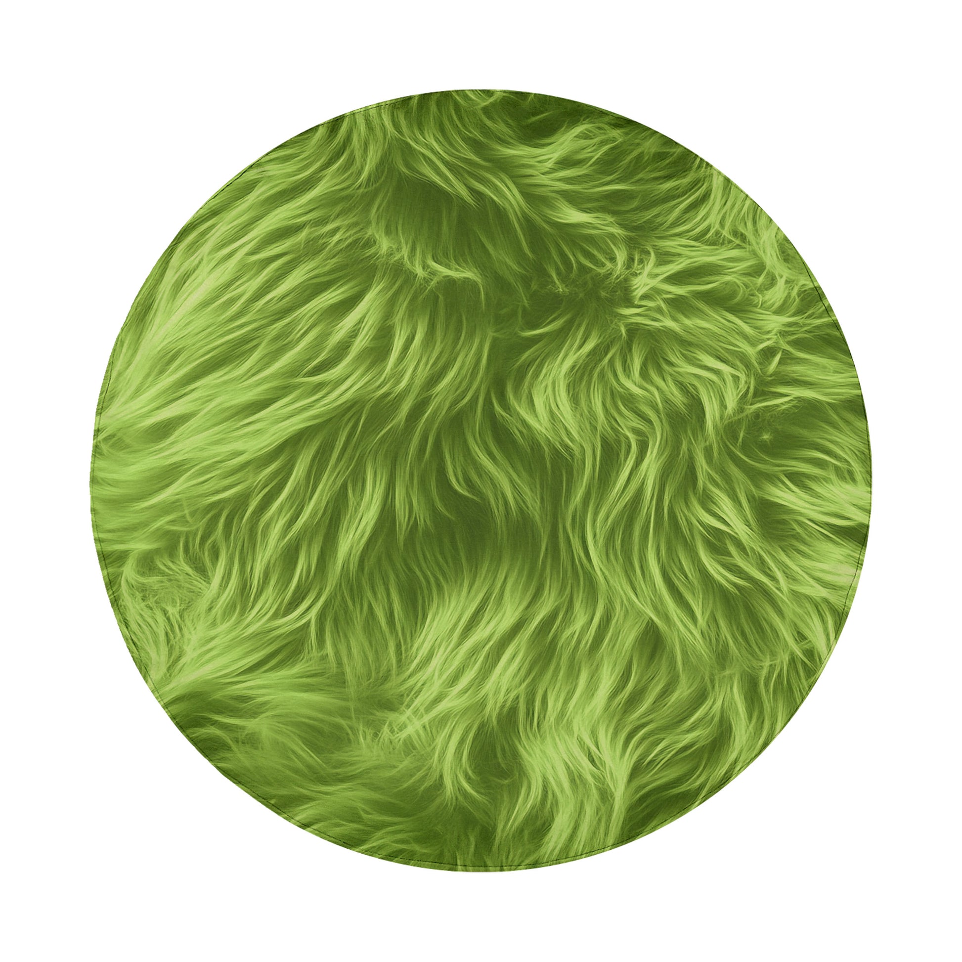 The image is a close-up of a fuzzy, green-colored surface, possibly fur or a similar material.