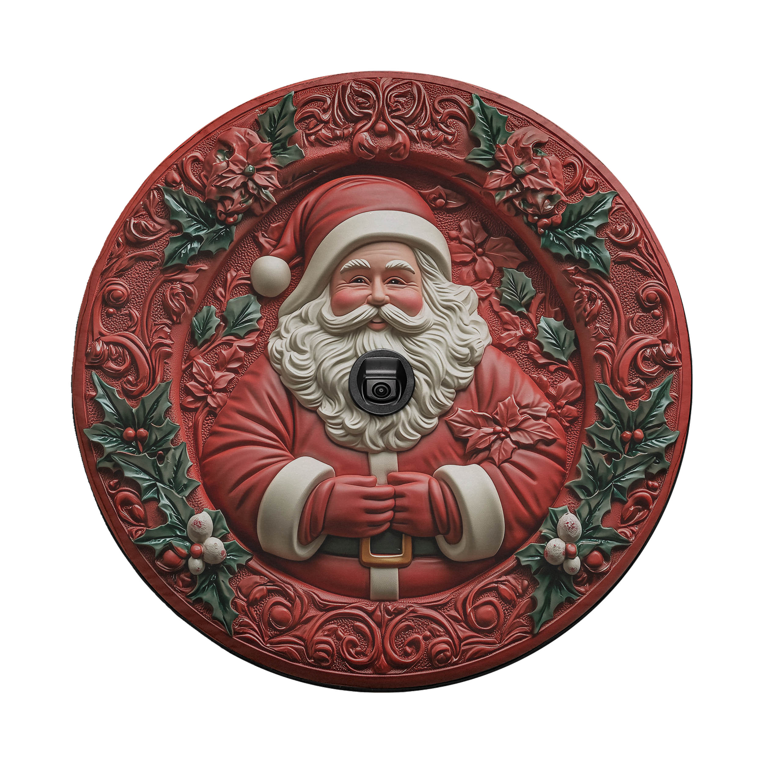 3D Printed Santa Spare Tire Cover With Backup Camera Hole Option
