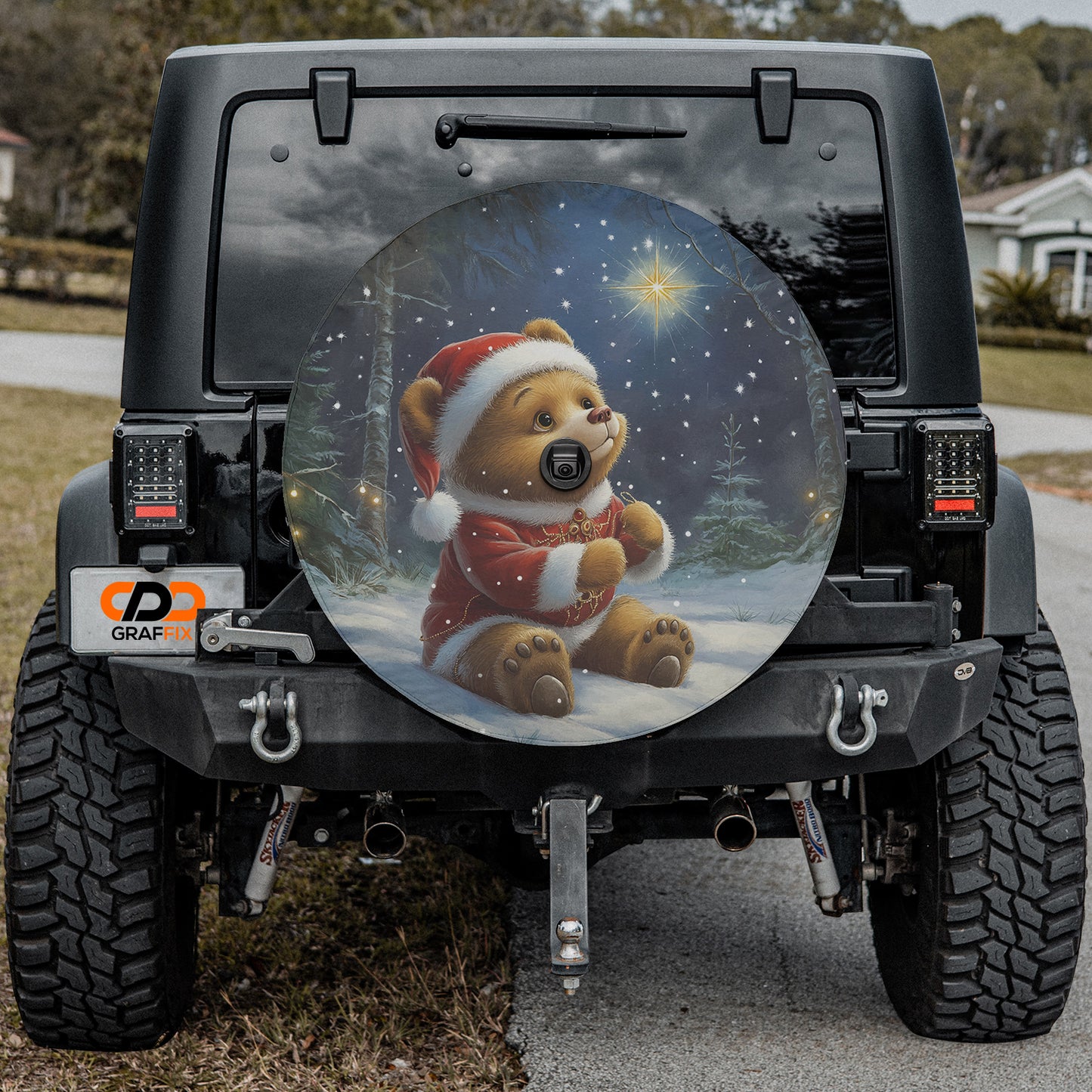 a car with a picture of a teddy bear on it