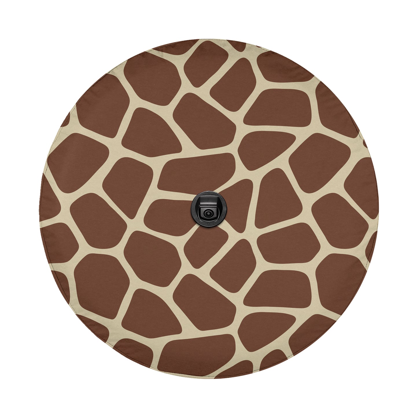 a circular pattern resembling a giraffe's skin, with brown and beige patches arranged in a unique and visually interesting design.