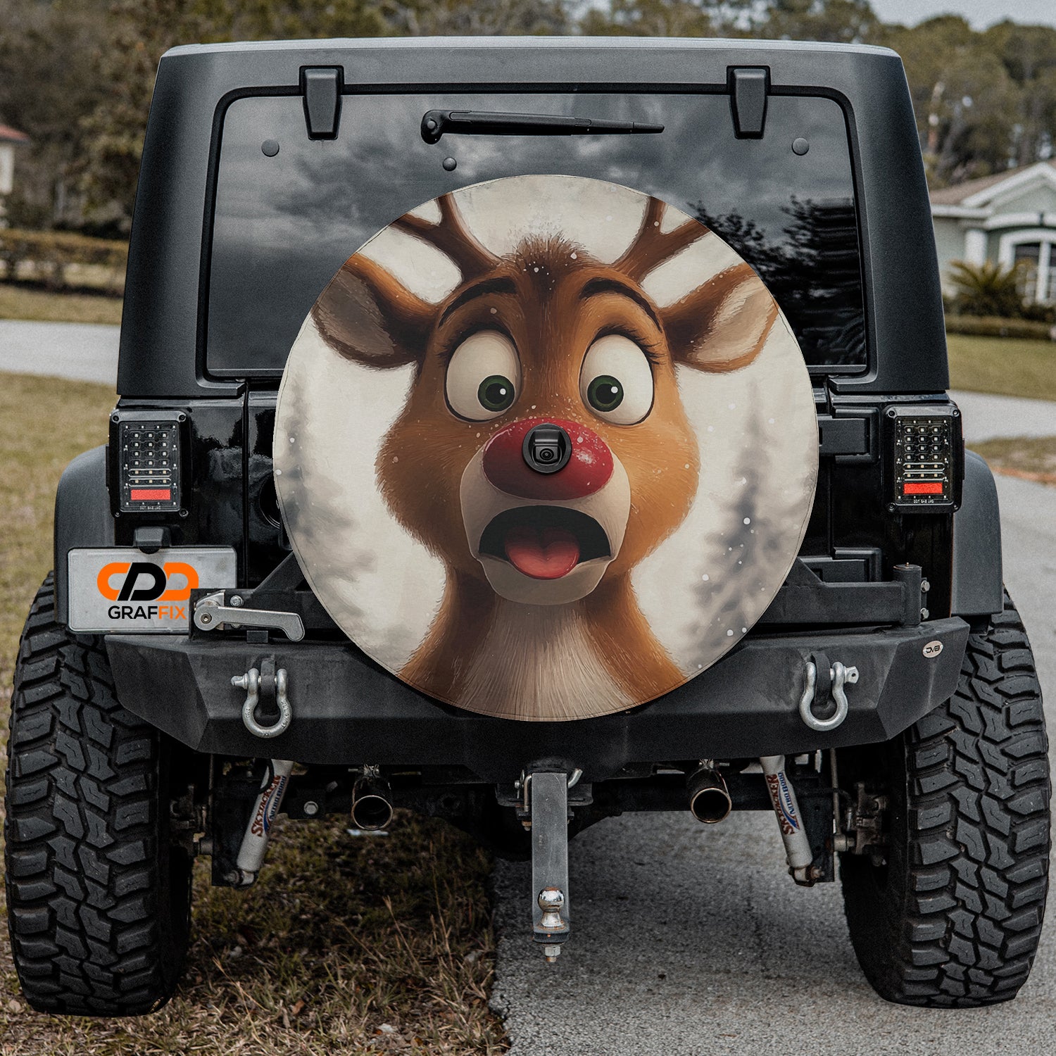 a car with a picture of a deer on it