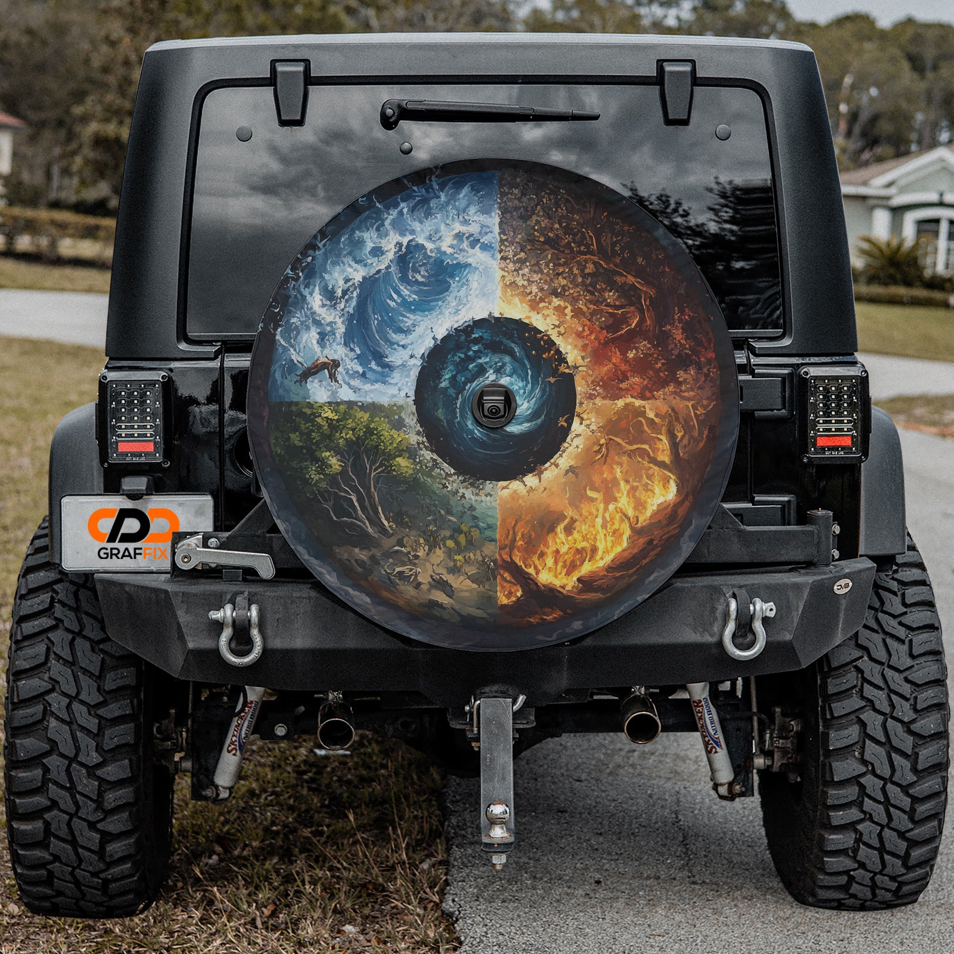 a jeep with a picture of the inside of it