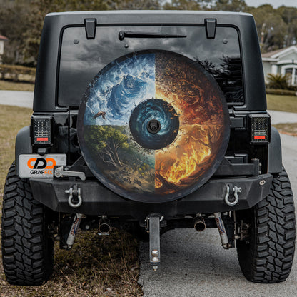 a jeep with a picture of the inside of it