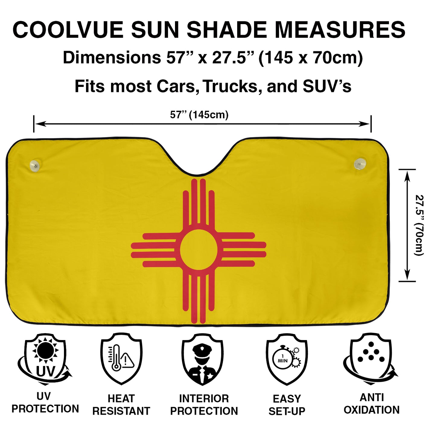 an image of a car sunshade with the flag of the state of new