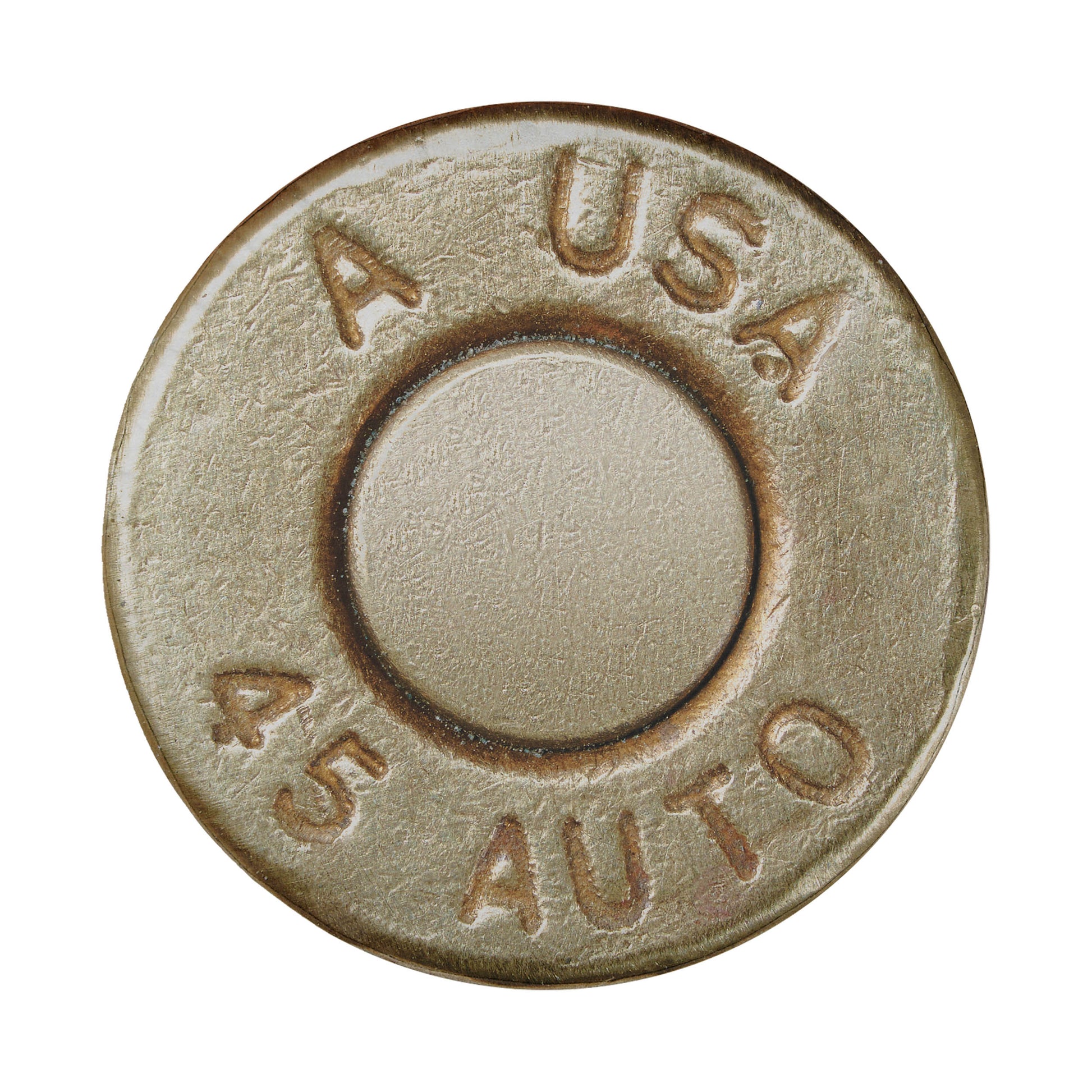 a close-up view of a metal object with embossed text and numbers.