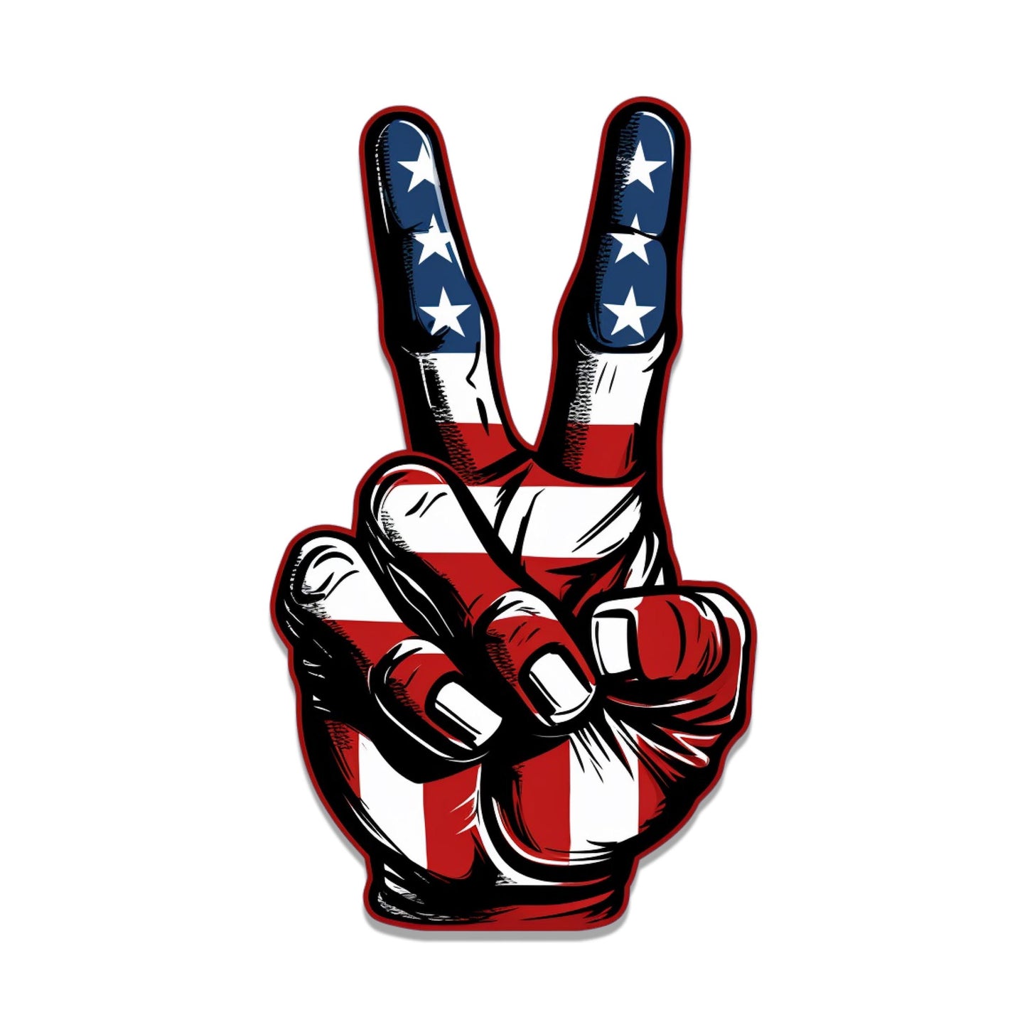 USA 2 Finger Peace Hand Sign Vinyl Sticker