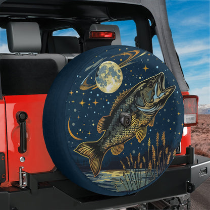 a tire cover with a picture of a fish on it