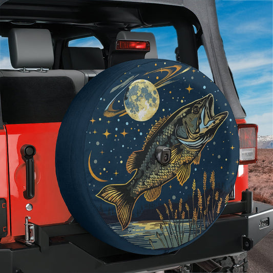 a tire cover with a picture of a fish on it