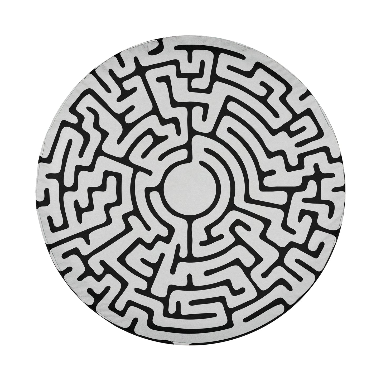 a complex, intricate maze-like pattern with numerous interconnected lines and shapes, creating a visually striking and visually dense design.