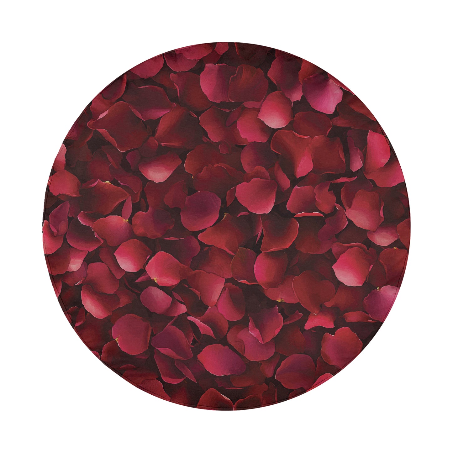 a circular arrangement of red rose petals.