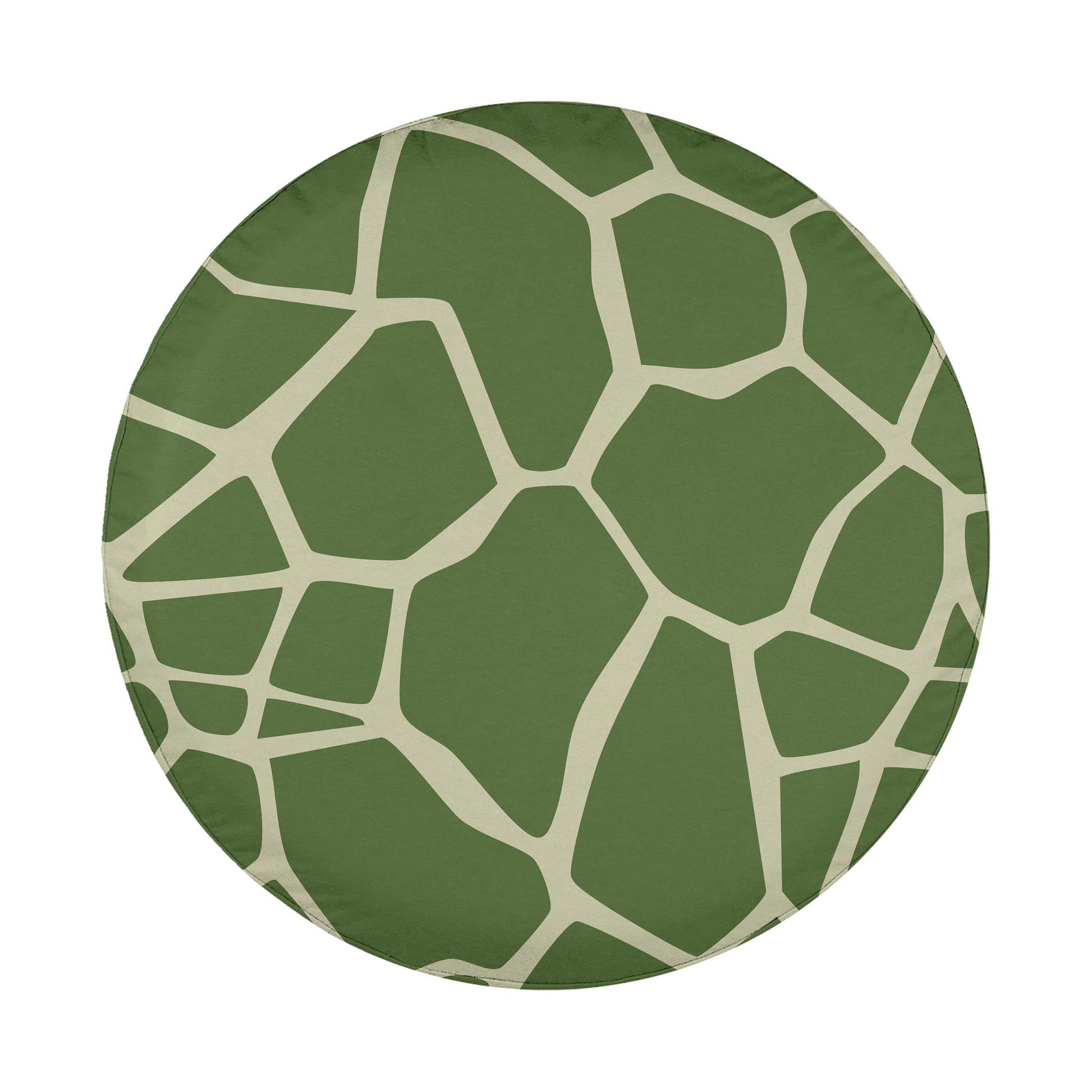 a circular pattern with a green and beige color scheme, resembling a mosaic or a geometric design.