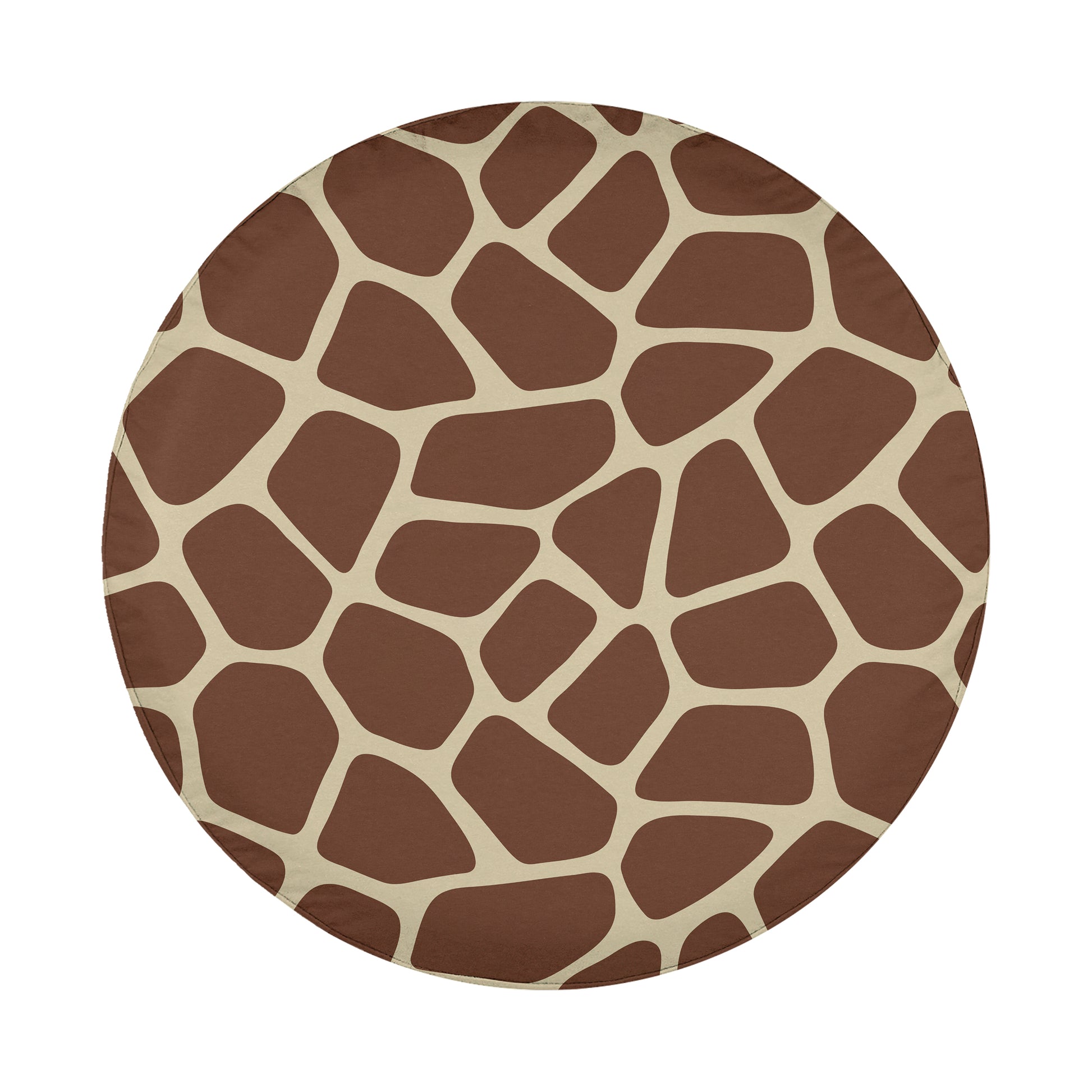a circular pattern with a brown and beige color scheme, resembling the natural pattern of a giraffe's skin.