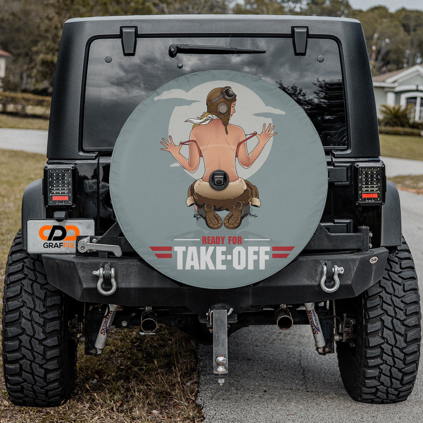 a sticker on the back of a jeep