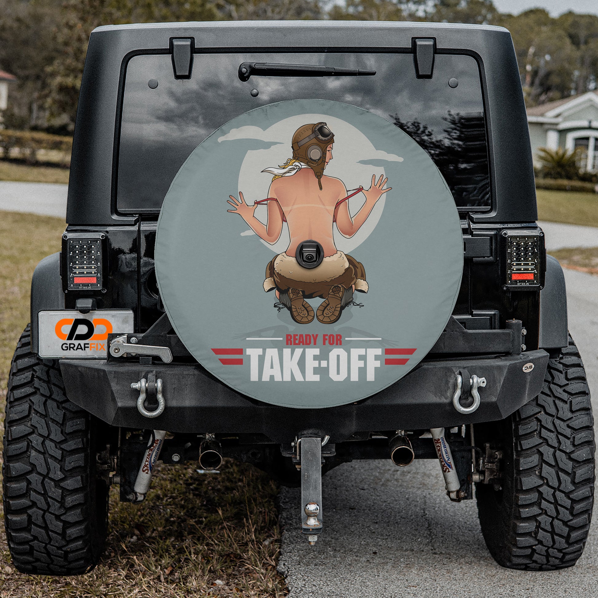 a sticker on the back of a jeep