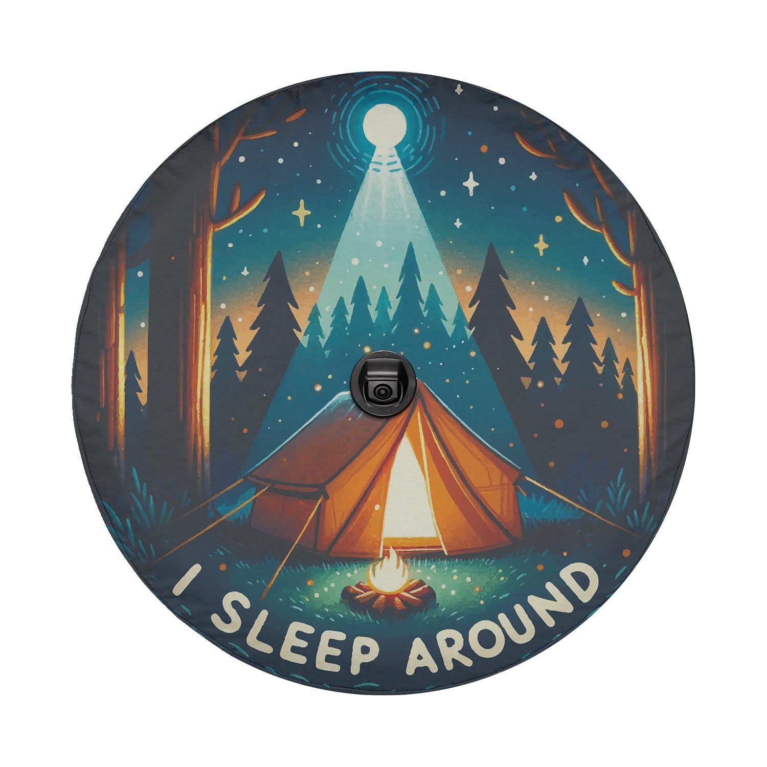 a picture of a tent with the words i sleep around it
