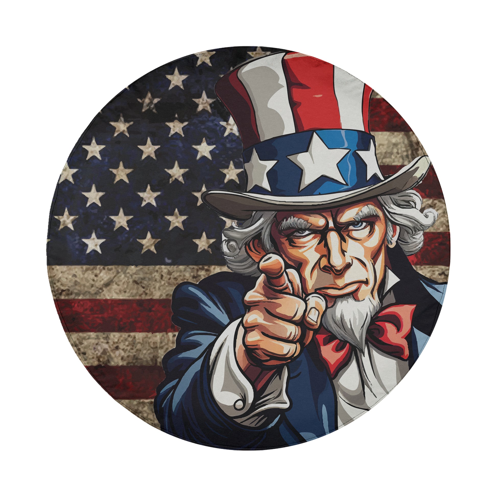 A cartoon image of Uncle Sam, the iconic figure from American history, pointing his finger at the viewer.