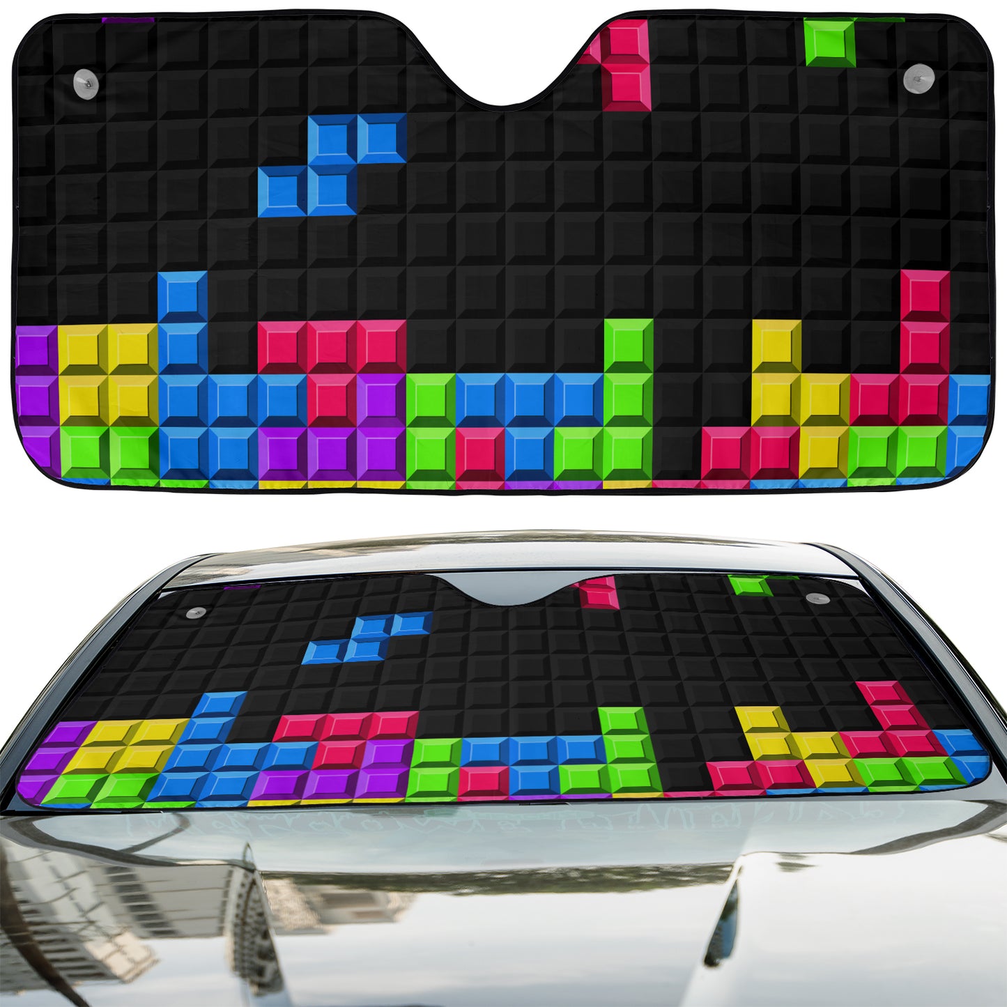 a car that has some colored blocks on it