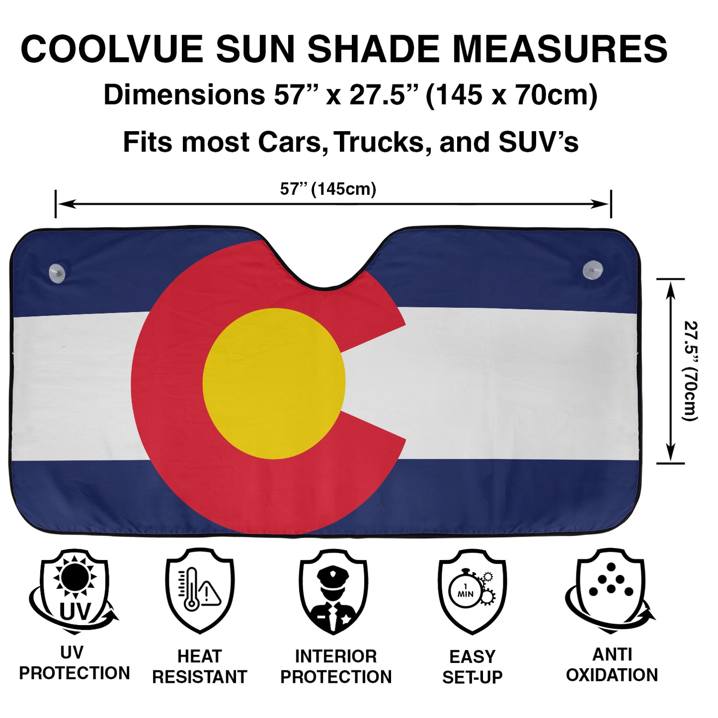 a picture of the colorado flag with measurements