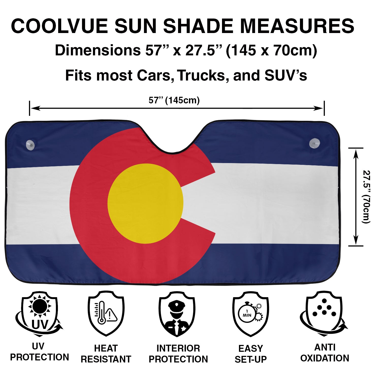 a picture of the colorado flag with measurements
