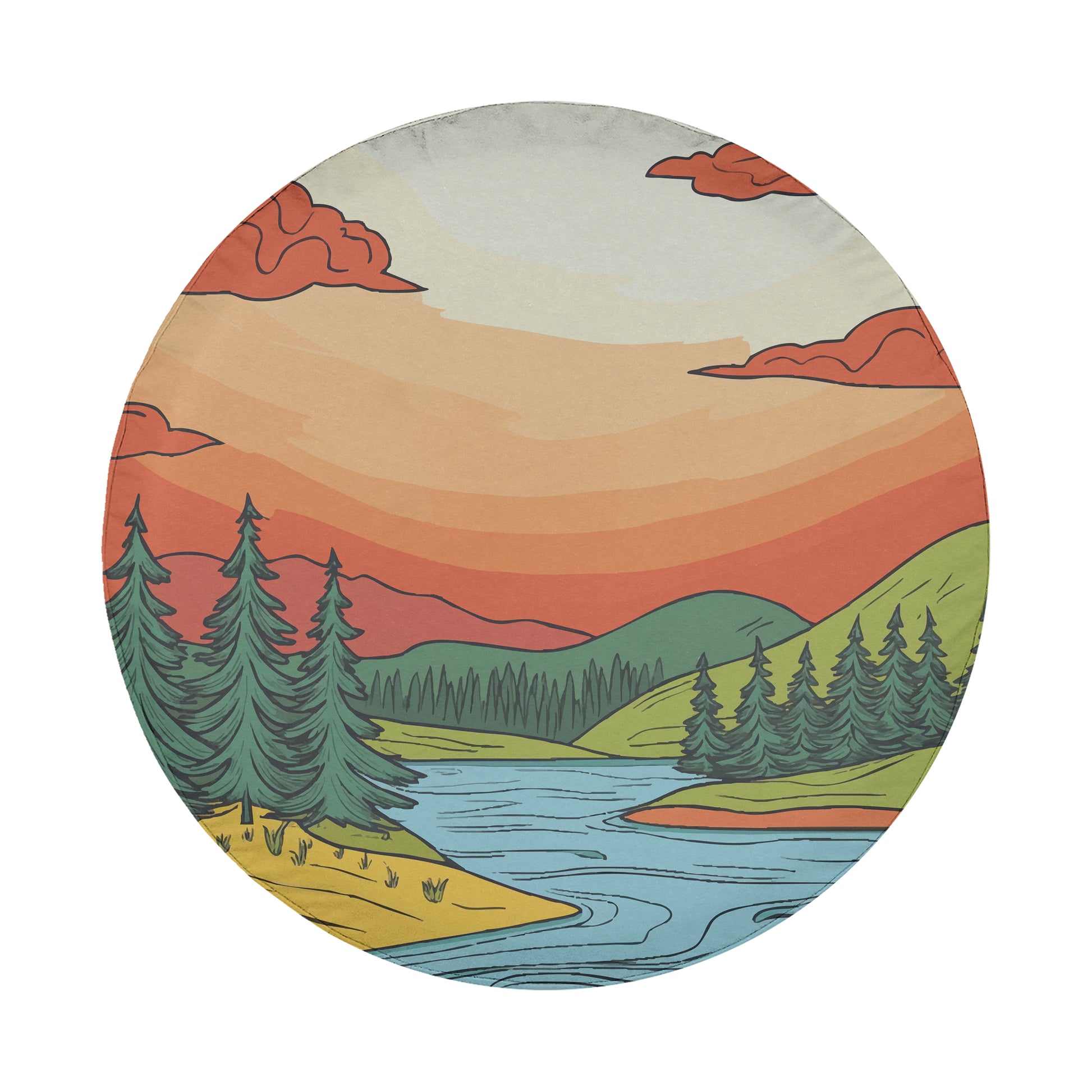 a plate with a landscape painted on it