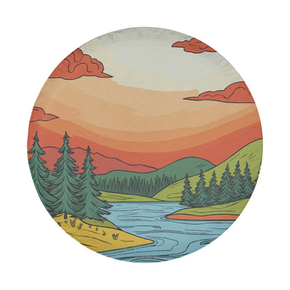 a plate with a landscape painted on it