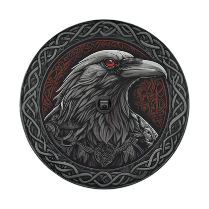 a picture of a raven with red eyes