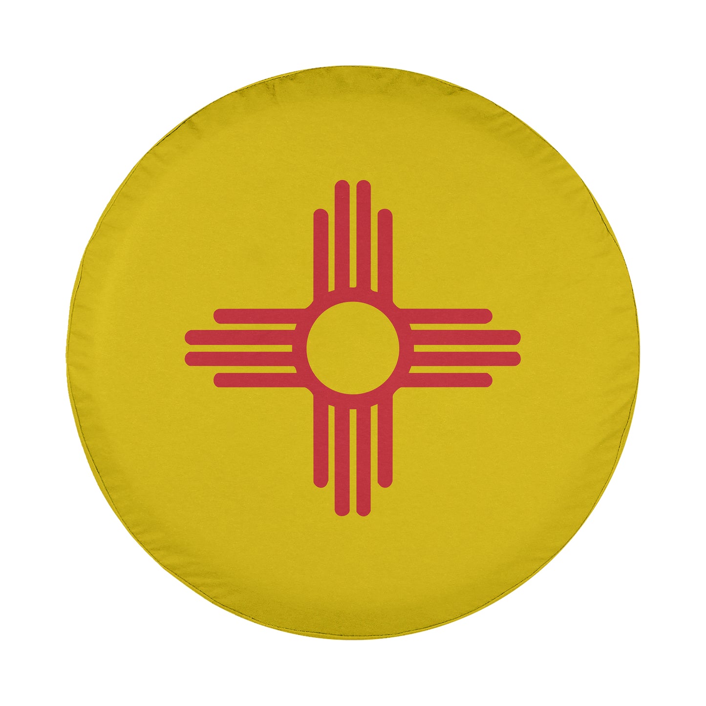 A yellow circle with a red symbol inside it, which appears to be a logo or emblem.
