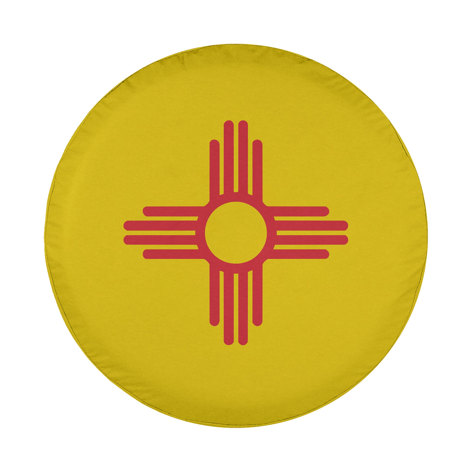 A yellow circle with a red symbol inside it, which appears to be a logo or emblem.