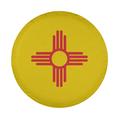 A yellow circle with a red symbol inside it, which appears to be a logo or emblem.