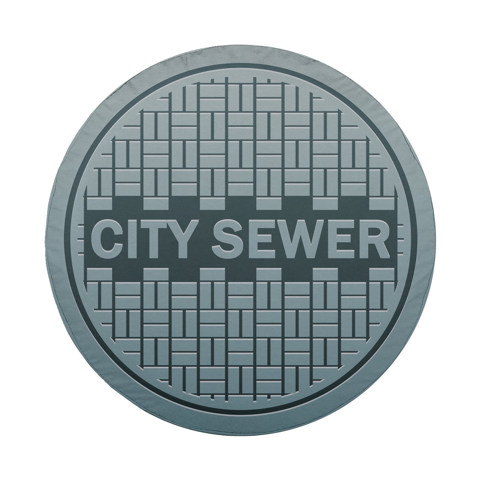a circular manhole cover with the text "CITY SEWER" printed on it.