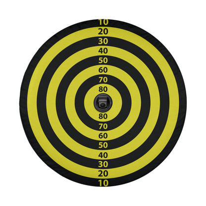 a yellow and black target with the numbers on it