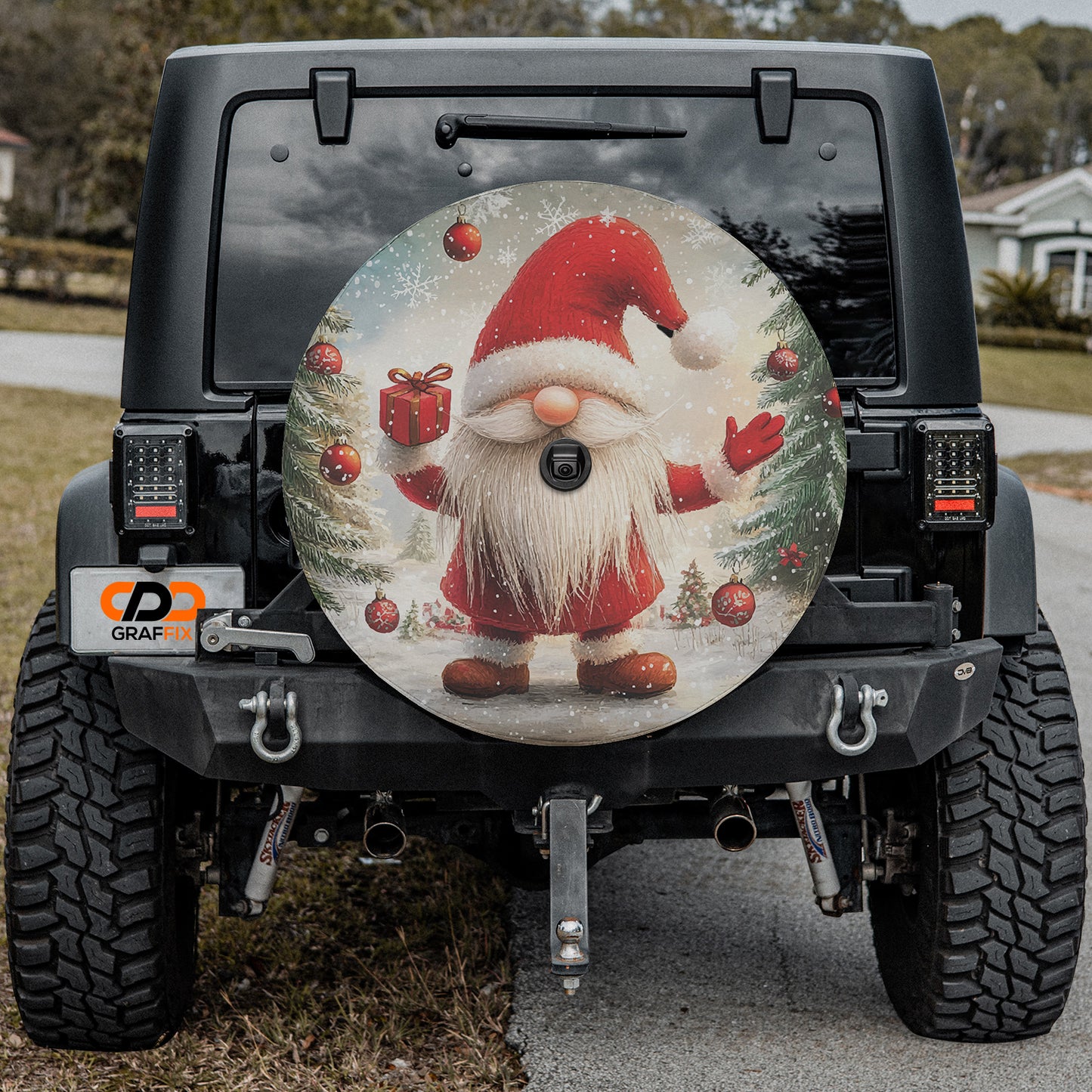 a jeep with a santa clause painted on it