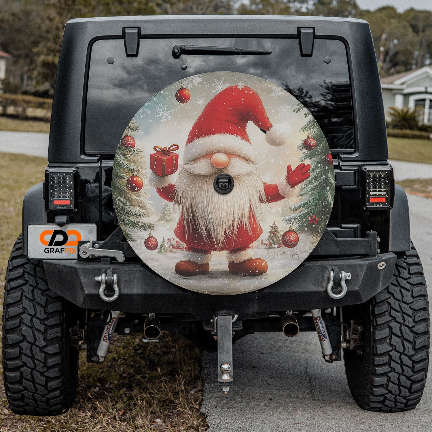 a jeep with a santa clause painted on it