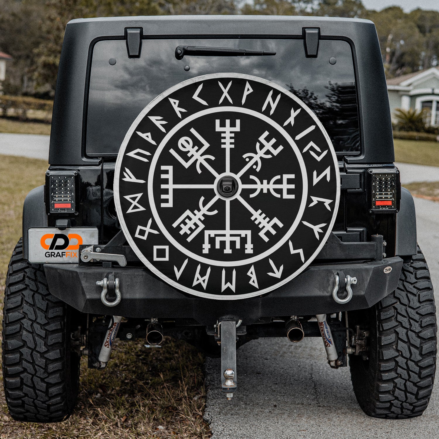 a black jeep with a wheel of fortune written on it
